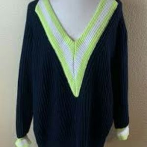 Joan Vass Varsity V-neck Sweater